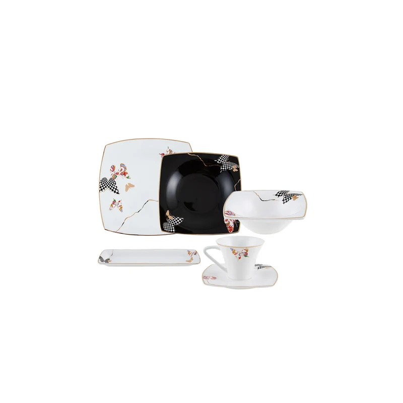 Karaca Fine Pearl Unique 26 Pieces Pearl Breakfast and Serveware Set Square, for 6 Person