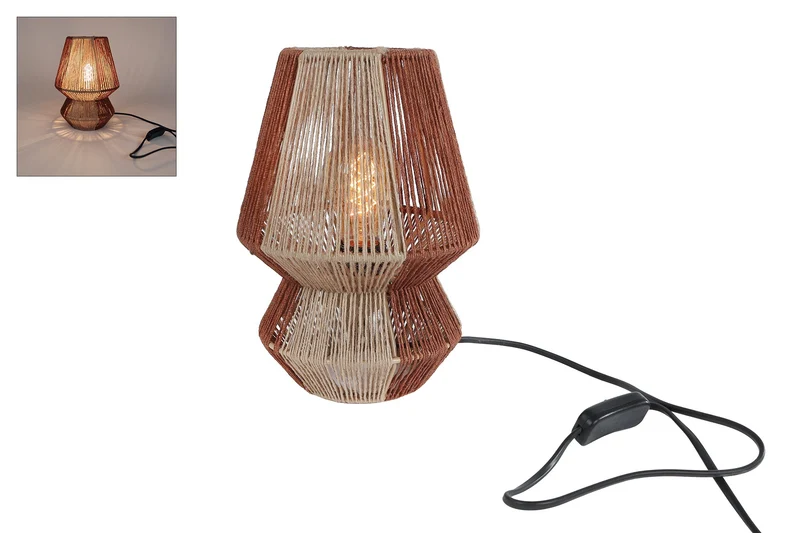 Tischlampe "Febe" S beige/terra Metall/Jute 18x18x25,5cm