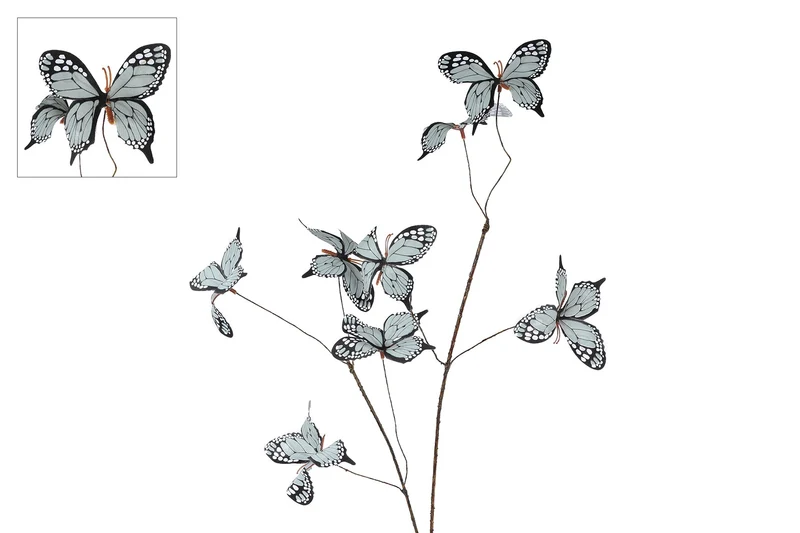 Kunstzweig "Schmetterling" grau 77cm