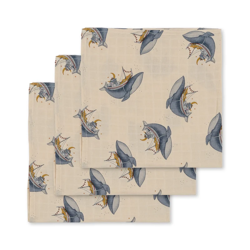 Mulltücher "Whale Boat" 3er Pack