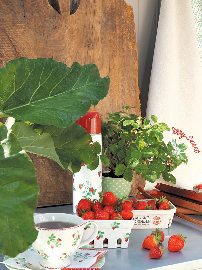 Greengate Berry Geschirrtuch bedruckt white 70x50cm