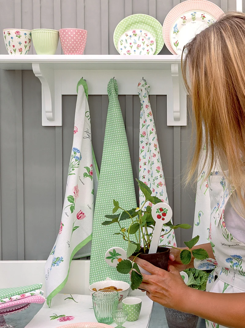 Greengate Agnes Geschirrtuch bedruckt white 70x50cm