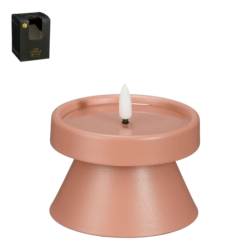 Öllampe LED rosa, batteriebetrieben mit Timer - H6,5 x D9 cm