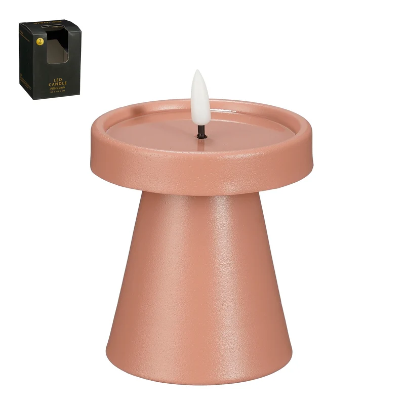 Öllampe LED rosa, batteriebetrieben mit Timer - H10 x D9 cm