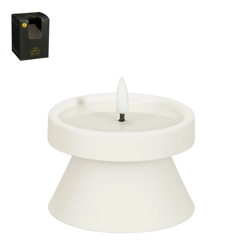 Öllampe LED weiß, batteriebetrieben mit Timer - H6,5 x D9 cm
