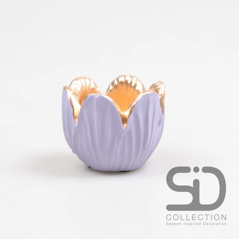 Tulpen-Wachskerzenhalter aus Zement, 8,5 x 6,5 cm, Lila