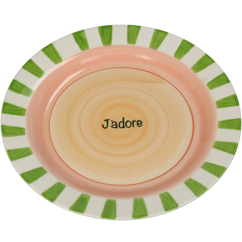 Teller Stripes J'adore Steingut Mehrfarbig 22x22x2.5cm