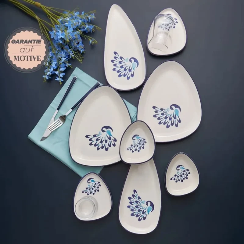 Karaca Peacock 24-teiliges Frühstücksset und Servierschalen für 6 Personen