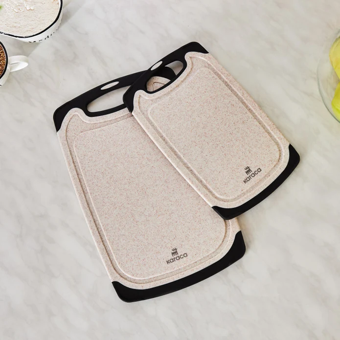 Karaca Daily Creme 2er-Set Schneidebrett in Granitoptik
