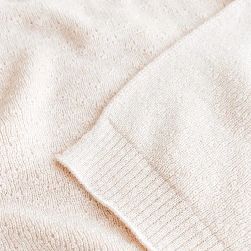 Hvid Babydecke Dora aus Wolle (Merino)