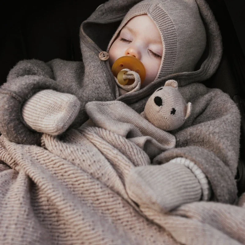 Hvid Babydecke Dora aus Wolle (Merino)
