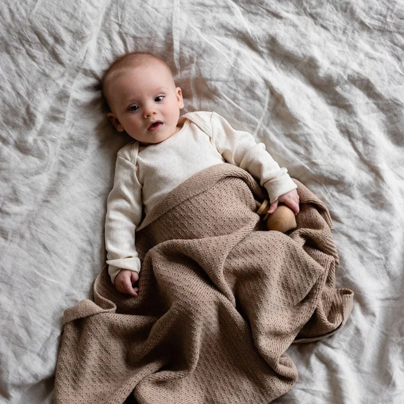 Hvid Babydecke Dora aus Wolle (Merino)