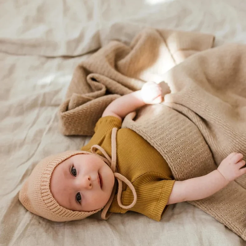 Hvid Babydecke Dora aus Wolle (Merino)