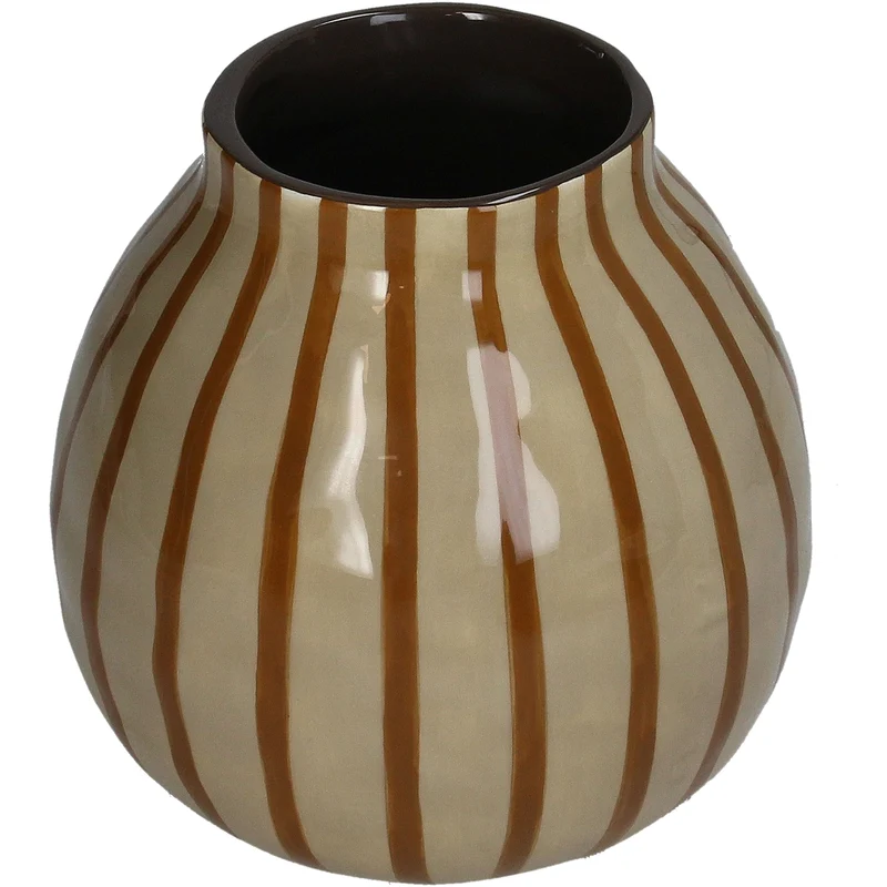 Vase Stripes Dolomit Braun 13.6x13.6x13.7cm