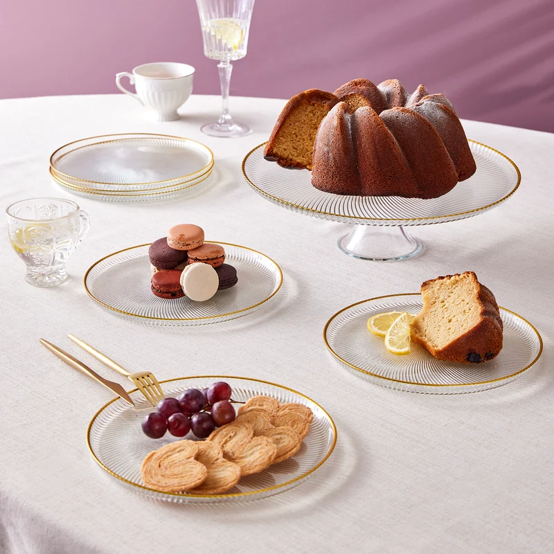 Karaca Jest Rim 6-Person Cake Platter Set, 7 Pieces, Gold