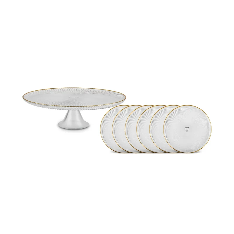 Karaca Jest Rim 6-Person Cake Platter Set, 7 Pieces, Gold
