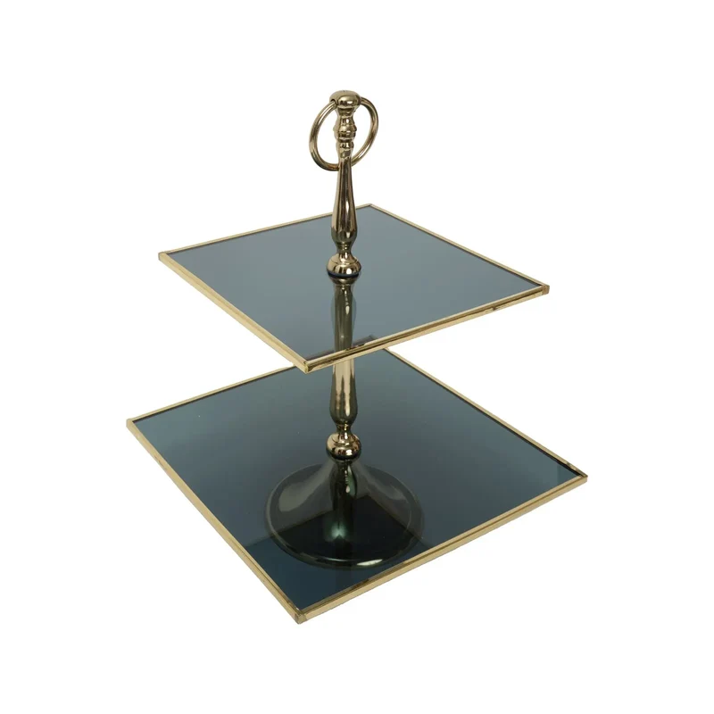 Karaca Home Line Dekorativer 2-stöckiger goldener Tortenständer 25 cm