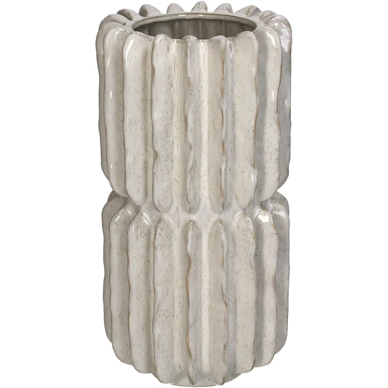 Vase Ridges Steinzeug Elfenbein 15,5x15,5x30,5cm