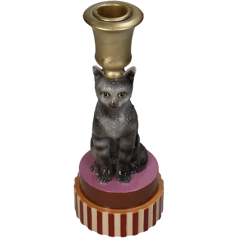 Kerzenleuchter Katze Polyresin Multi 8x8x20cm