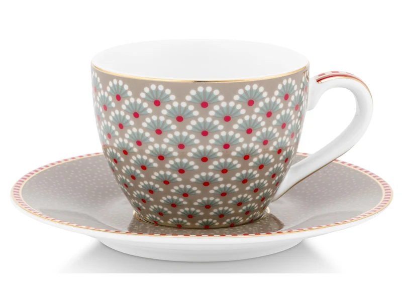 PIP STUDIO Blooming Tales Khaki Espressotasse mit Untertasse 0,12l Set2
