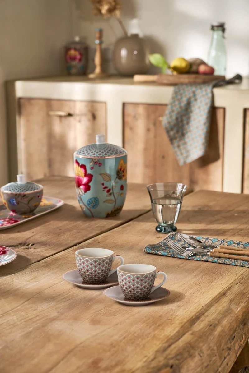 PIP STUDIO Blooming Tales Khaki Espressotasse mit Untertasse 0,12l Set2