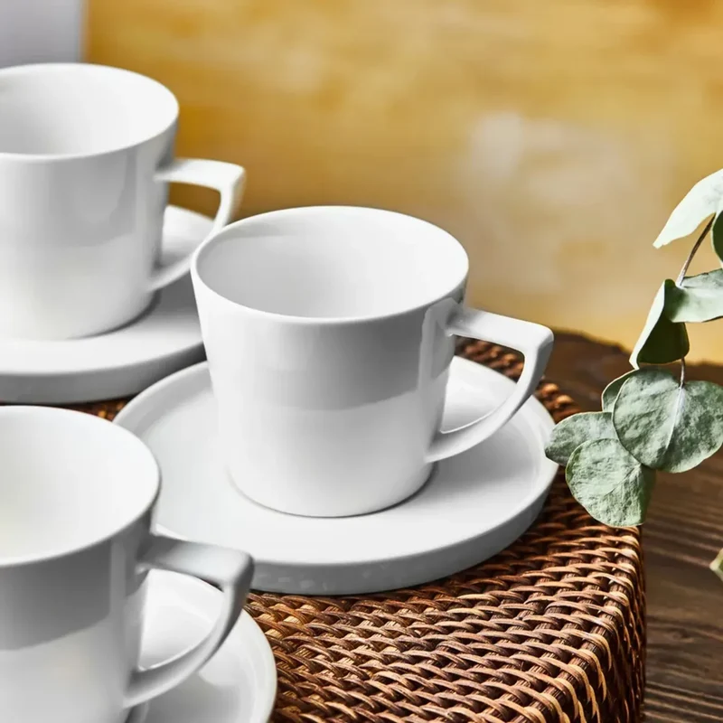 Karaca Salvare für 6 Personen Teetasse und Untertasse Set, 12 Teilig, New Generation Bone, 260 ml, Weiß
