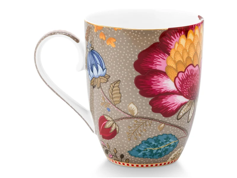 PIP STUDIO Blooming Tales Fantasy Khaki Henkelbecher Large 0,365l