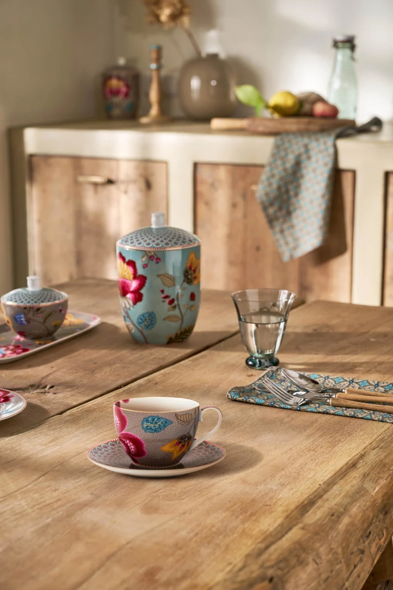 PIP STUDIO Blooming Tales Khaki Tasse mit Untertasse 0,3l