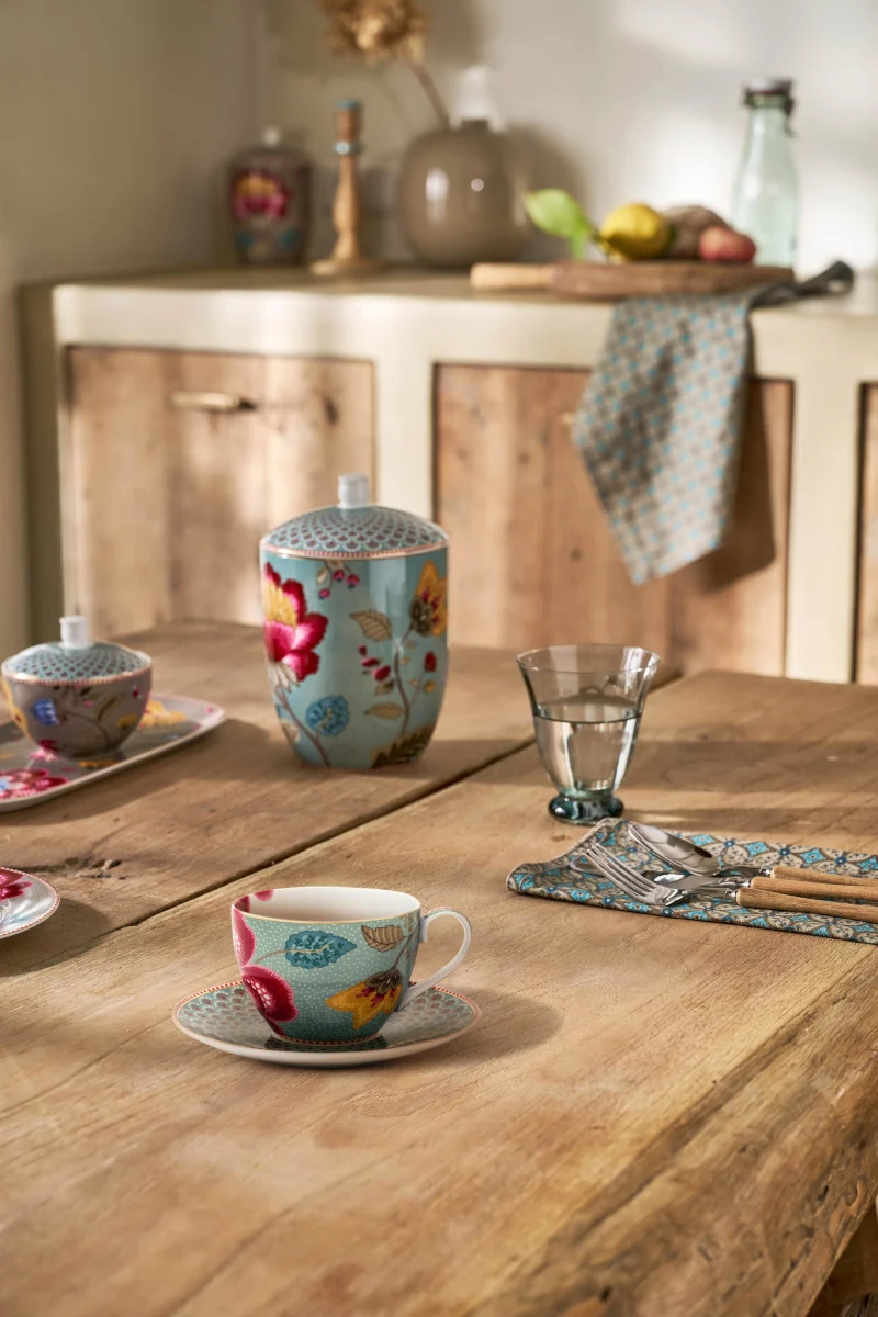 PIP STUDIO Blooming Tales Fantasy Blue Tasse mit Untertasse 0,3l