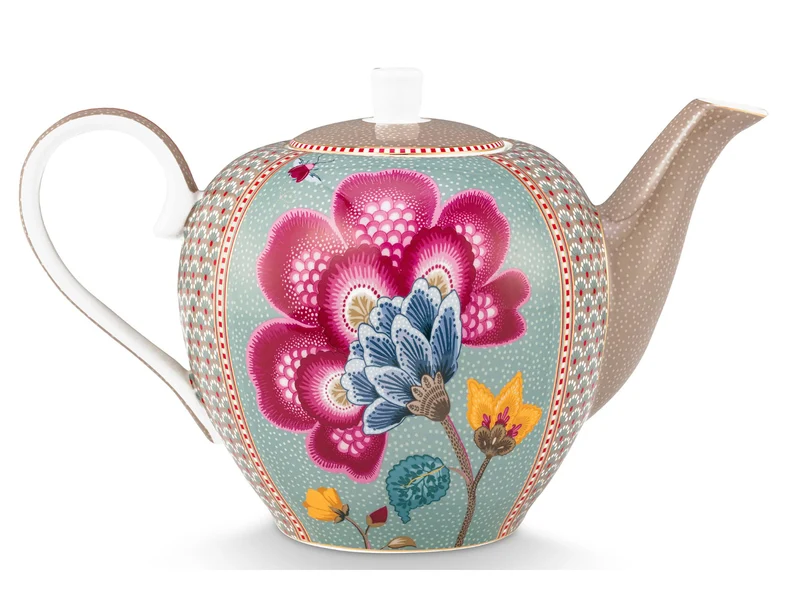 PIP STUDIO Blooming Tales Fantasy Khaki-Blue Teekanne Large 1,6l