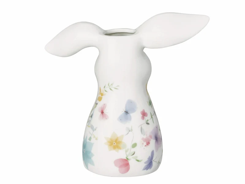Hutschenreuther Frühlingsgrüsse Blumenwiese Hasen-Vase 16cm