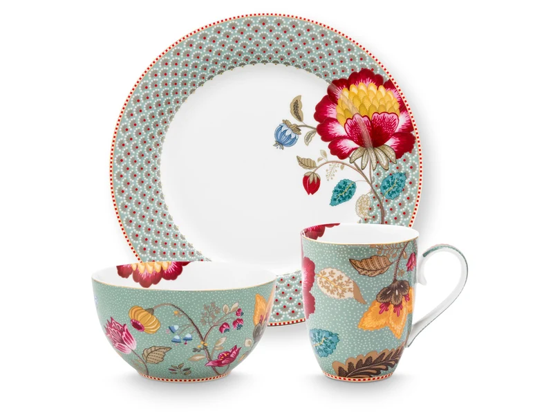 PIP STUDIO Blooming Tales Fantasy Blue Frühstücksset Set3