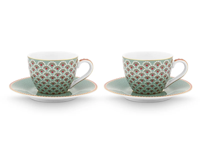 PIP STUDIO Blooming Tales Blue Espressotasse mit Untertasse 0,12l Set2