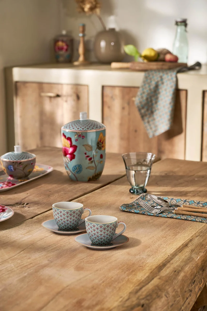 PIP STUDIO Blooming Tales Blue Espressotasse mit Untertasse 0,12l Set2