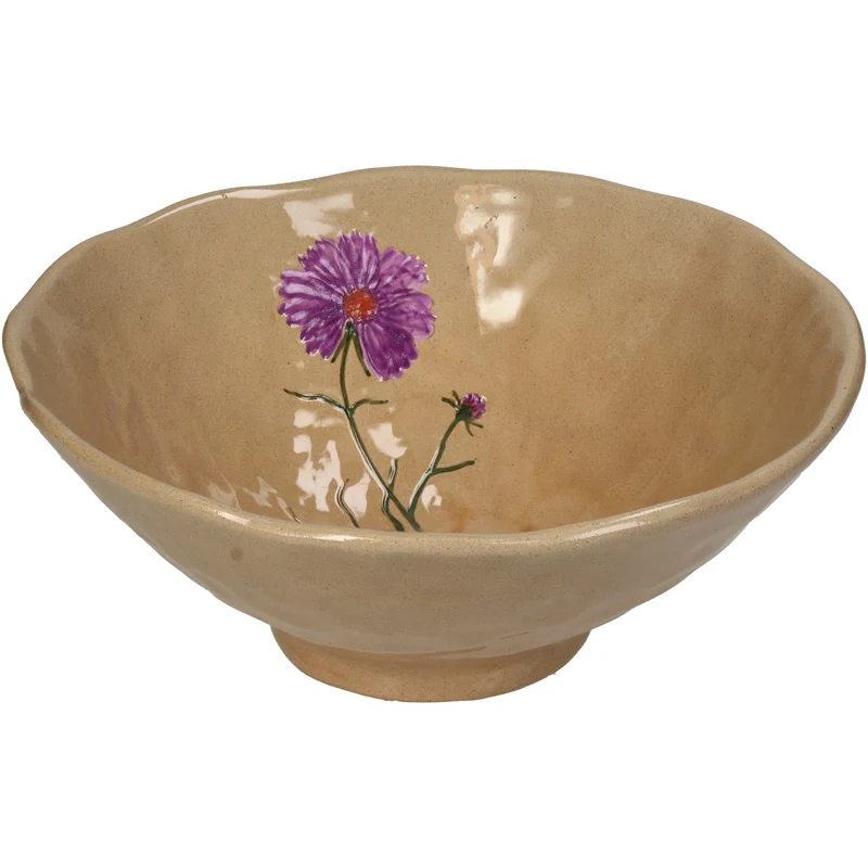 Schale Blume Steinzeug Beige 23.2x23.2x9.2cm
