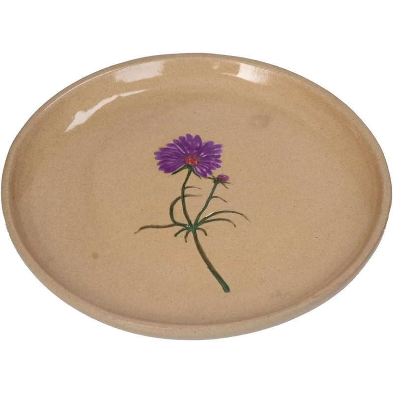 Teller Blumen Steingut Beige 20.2x20.2x2.3cm