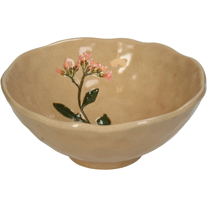 Schale Blume Steingut Beige 18.2x18.2x7.30cm