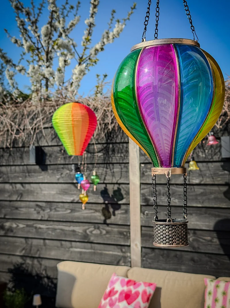 SOLAR HEISSLUFTBALLON 24LED MIT FLAMMENEFFEKT 20X62CM MULTI