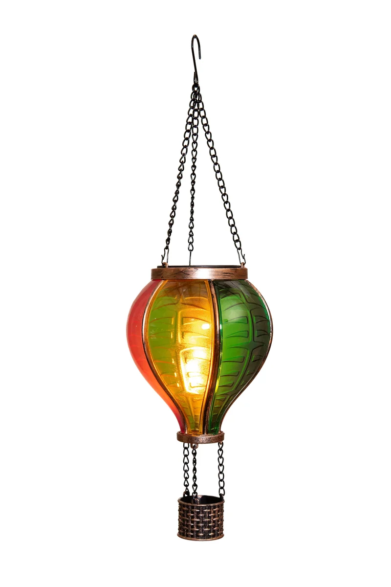 SOLAR-HEISSLUFTBALLON 12LED MIT FLAMMENEFFEKT 11X36CM MULTI