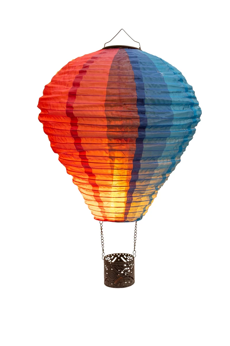 HEISSLUFTBALLON NYLON SOLAR 22LED MIT FLAMMENEFFEKT 29X58CM MULTI