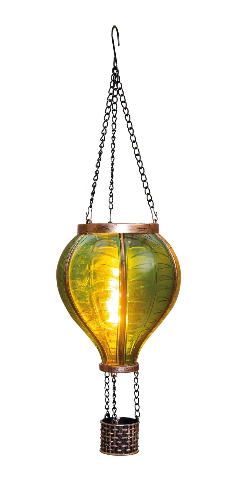 SOLAR HEISSLUFTBALLON 12LED MIT FLAMMENEFFEKT 11X36CM GRÜN