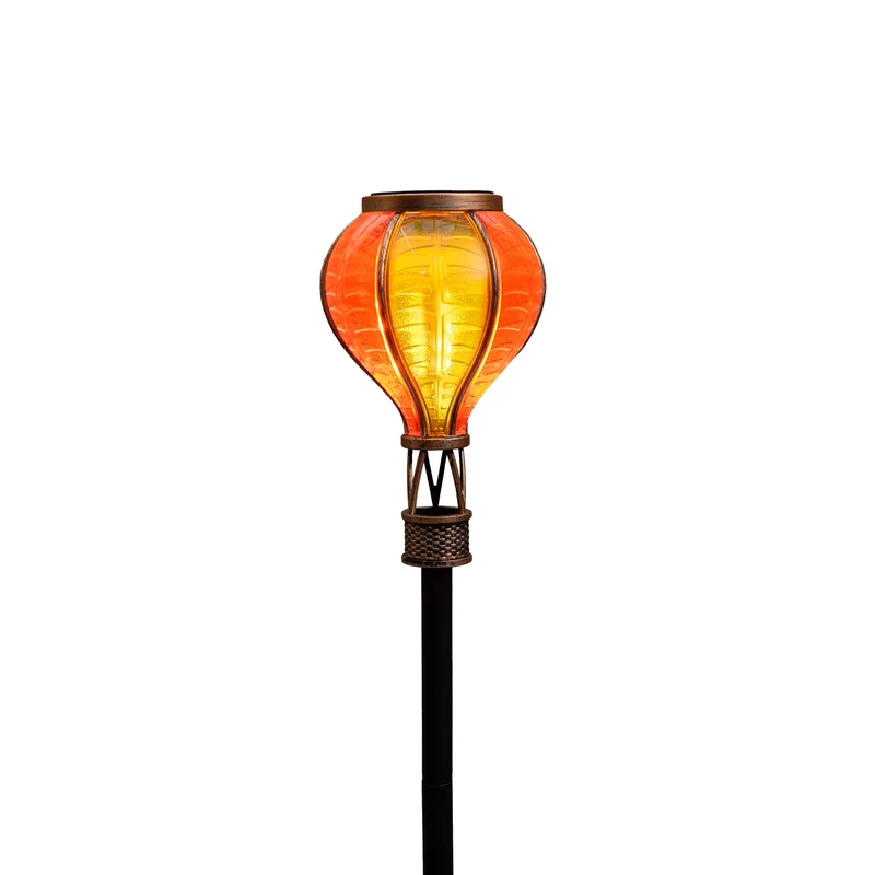 SOLAR-HEISSLUFTBALLON ZUM AUFSTECKEN 12LED MIT FLAMMENEFFEKT 11X57CM GELB/ORANGE