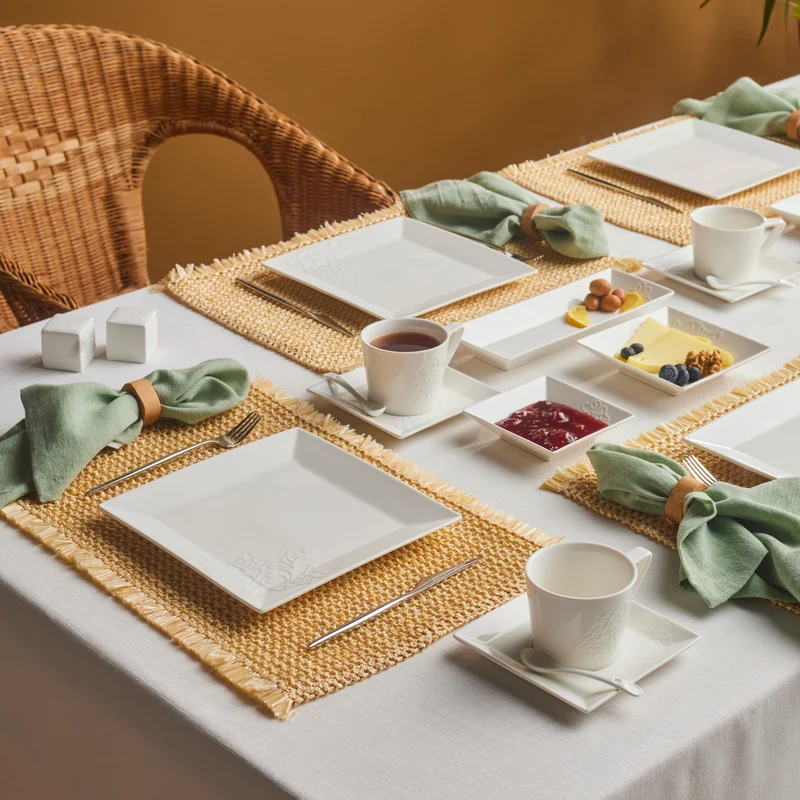 Karaca Trend Emboss Quadrat Frühstücksset und Servierschalen, 32 Teilig