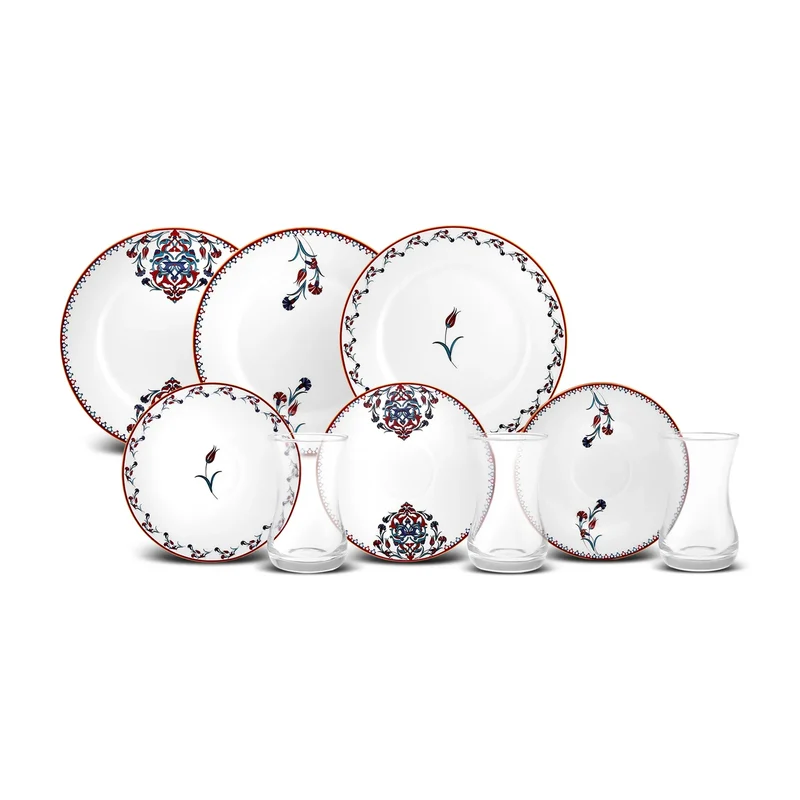 Karaca Nakkaş Dessert-Set für 6 Personen, 18 teilig