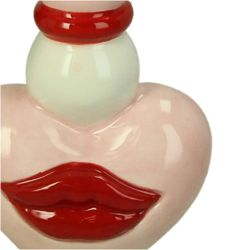 Kerzenhalter Herz Steingut Rosa 9.5x9.5x19.8cm