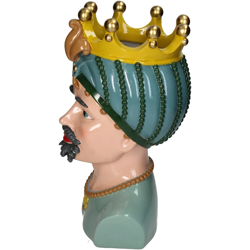 Vase Men Crown Polyresin Multi 19x18,4x33cm