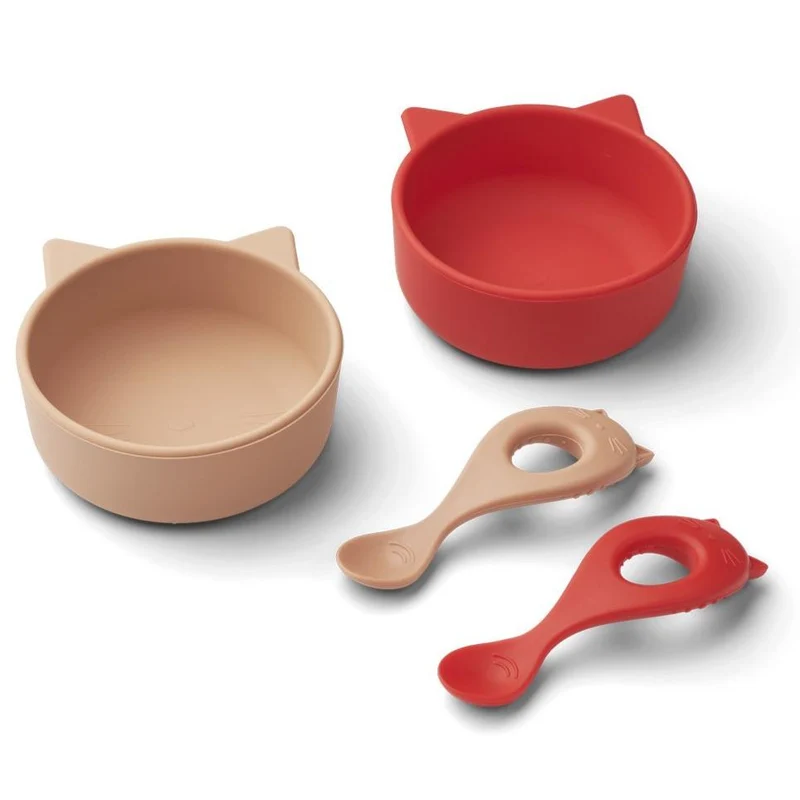 Geschirrset "Evan Cat apple red/tuscany rose mix" 2er Pack