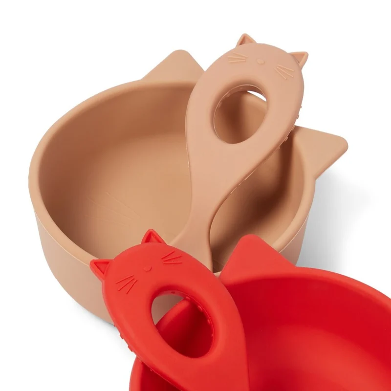Geschirrset "Evan Cat apple red/tuscany rose mix" 2er Pack