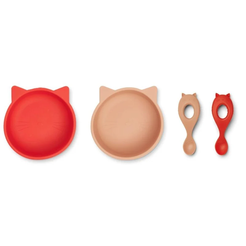 Geschirrset "Evan Cat apple red/tuscany rose mix" 2er Pack