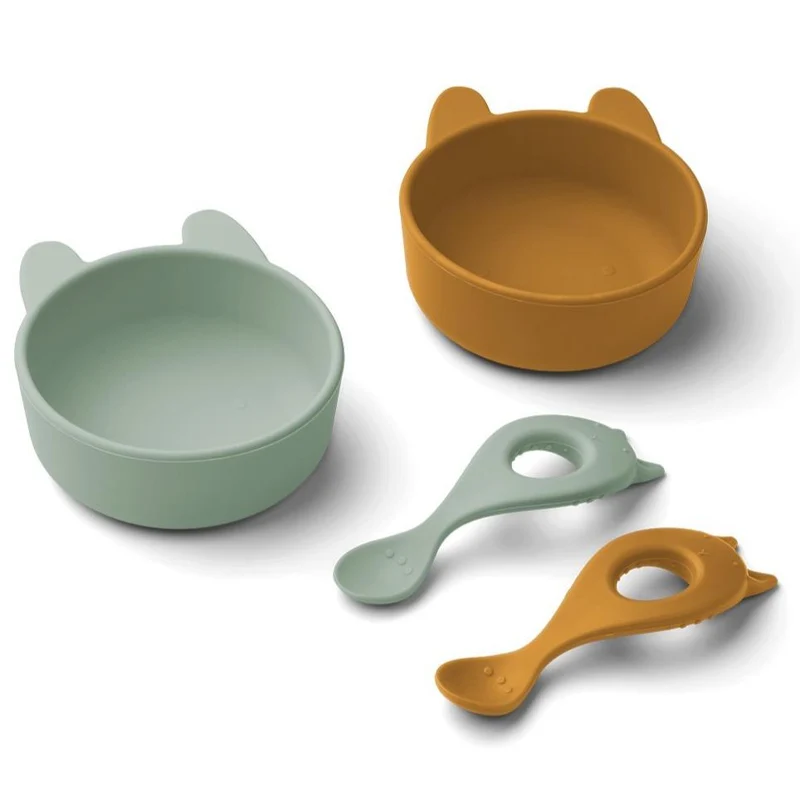 Geschirrset "Evan Rabbit mustard/peppermint mix" 2er Pack
